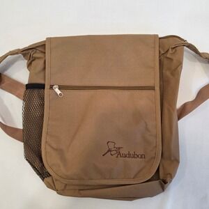 Audubon Tan Embroidered Logo Messenger Bag Crossbody Travel Utility Shoulder Bag